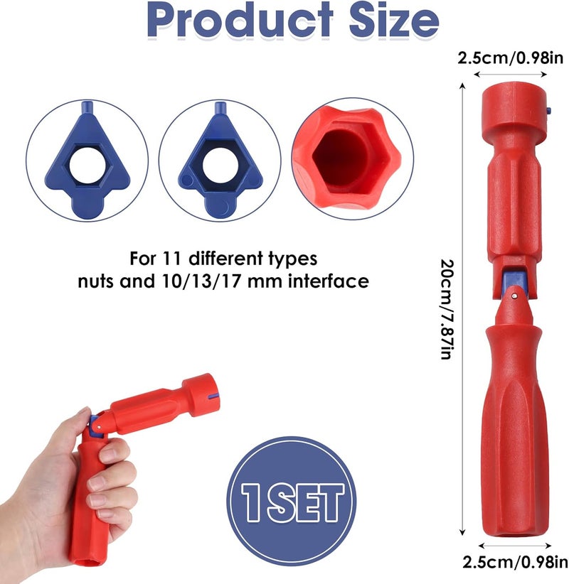 YUEWEESER Toilet Seat Fitting Tool, Toilet Seat Repair Wrench 1 Set Universal Toilet seat Installation Key with 2 Replacement Heads for Removal, Installation, and Repair - Image 2